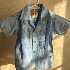 Authentic Light Blue Infant Guayabera Shirt